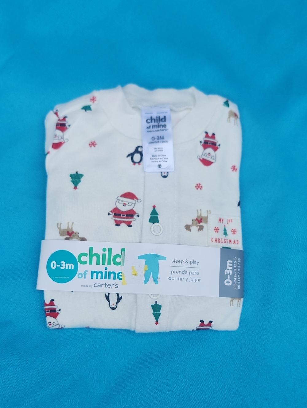 Baby 0-3 Months SANTA Christmas Sleep And Play NWT